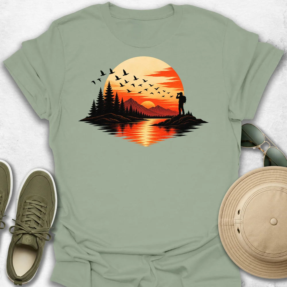 Birder At a Sunset T-Shirt