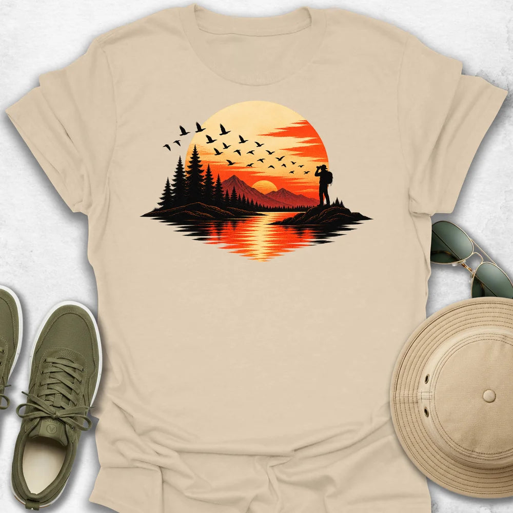 Birder At a Sunset T-Shirt