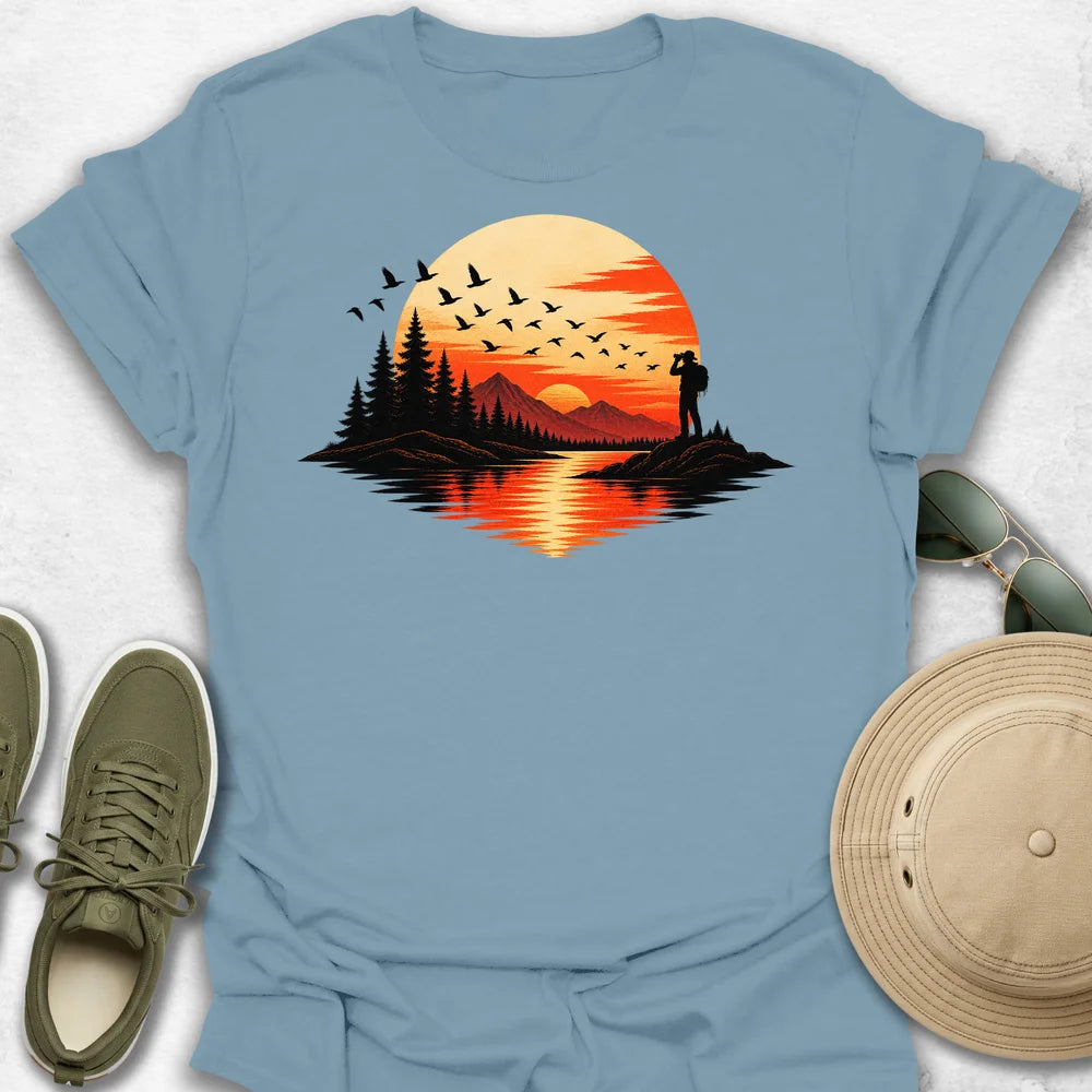 Birder At a Sunset T-Shirt