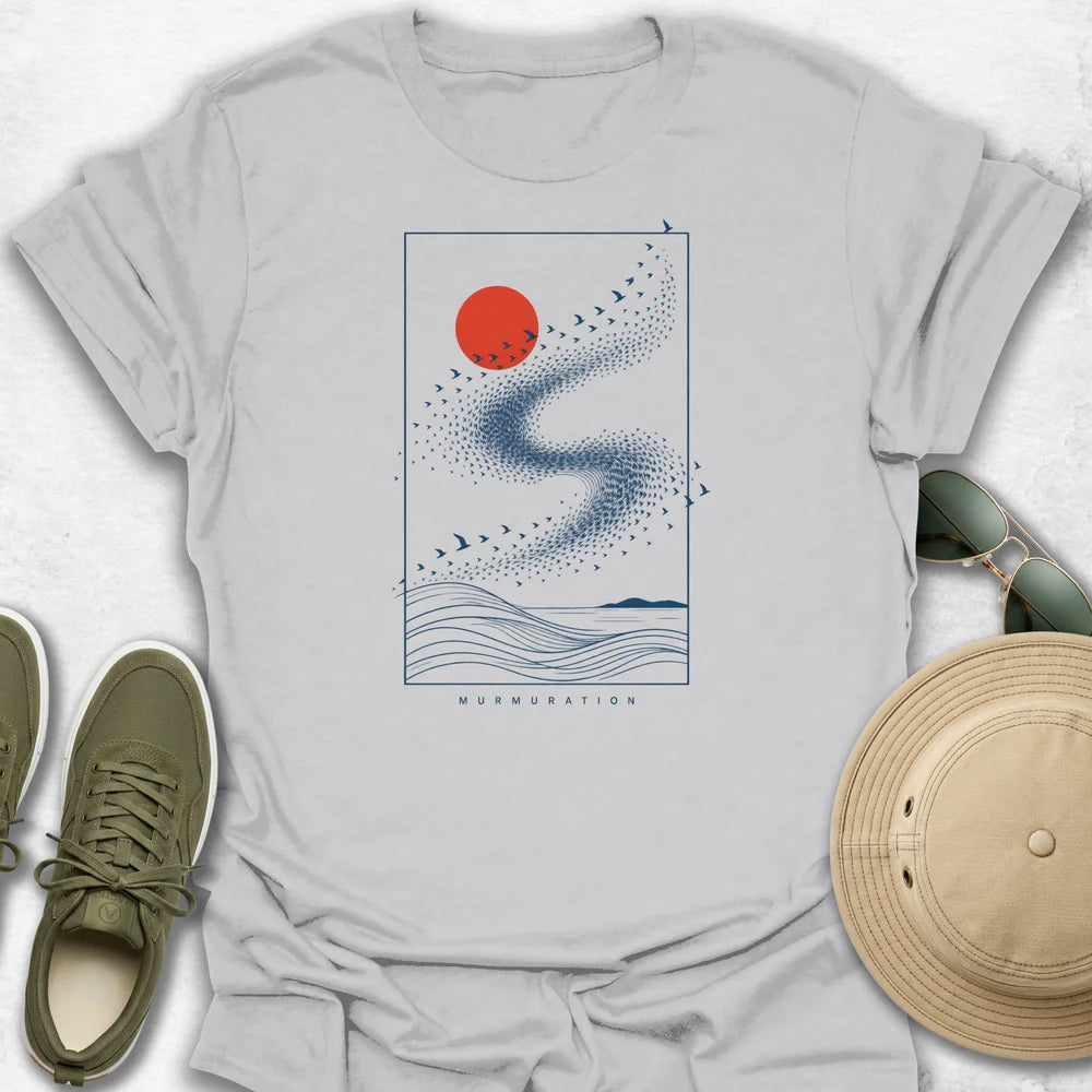 Murmuration Over Red Sun T-Shirt