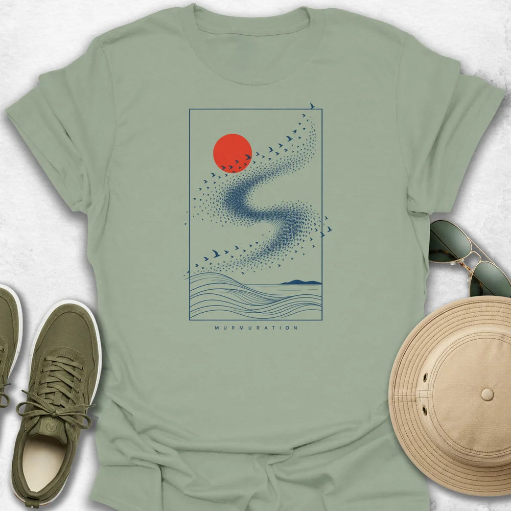 Murmuration Over Red Sun T-Shirt