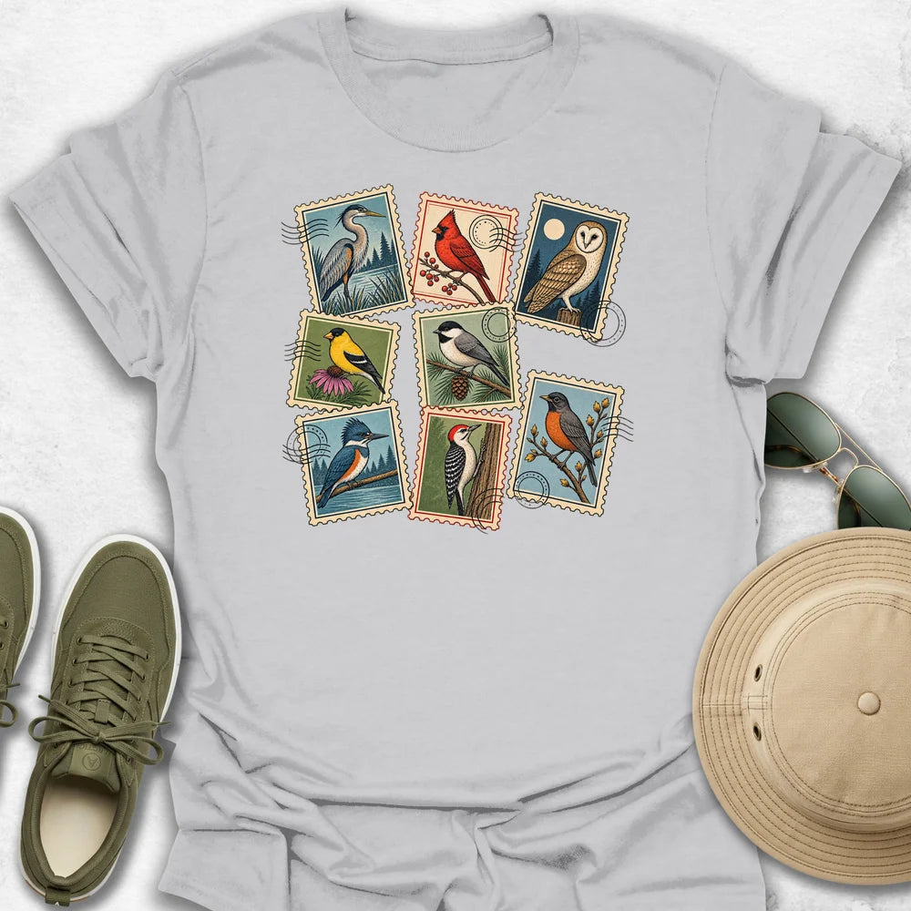 Bird Stamp Collage T-Shirt