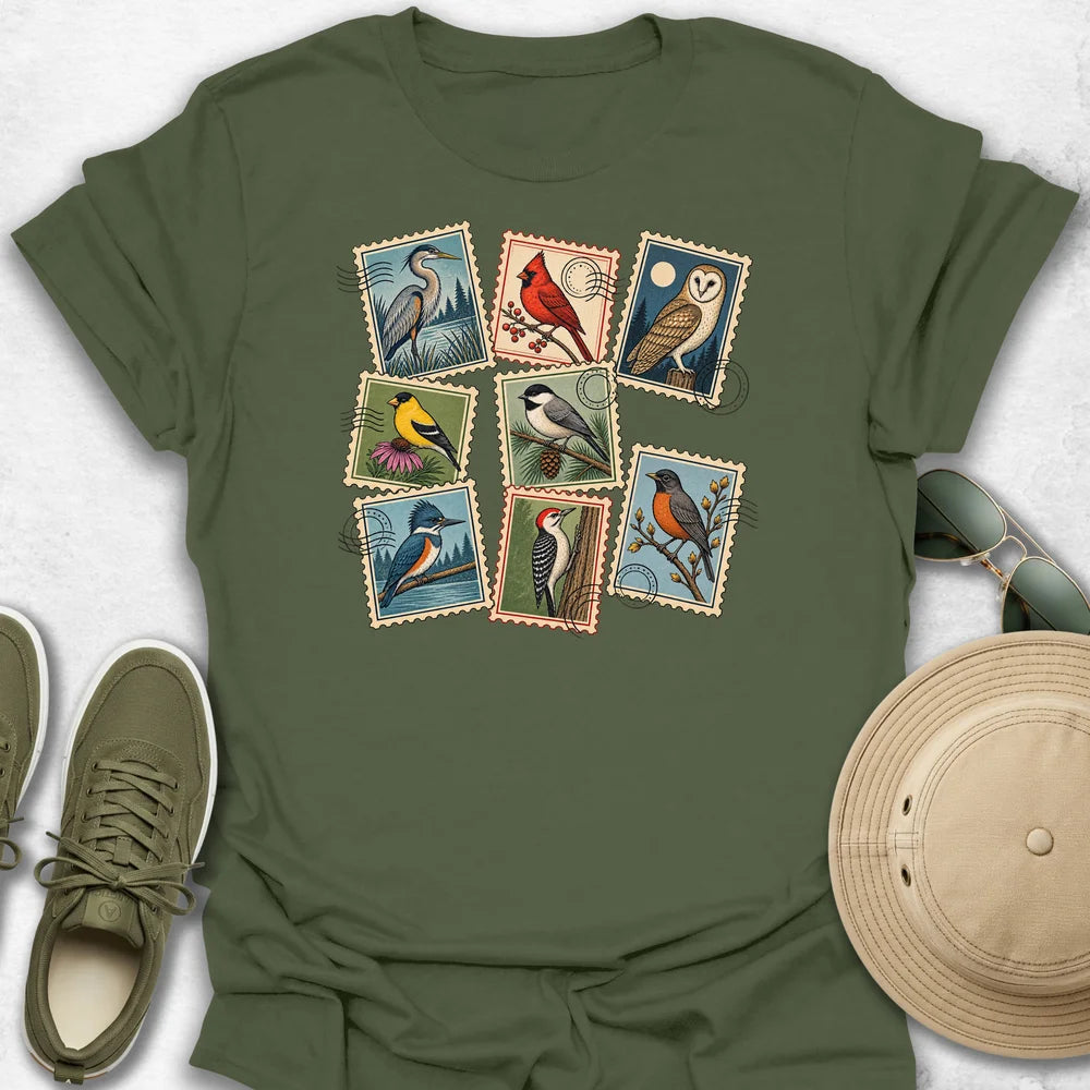 Bird Stamp Collage T-Shirt