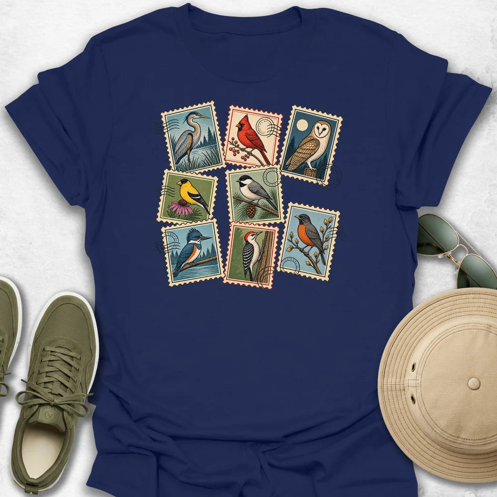 Bird Stamp Collage T-Shirt