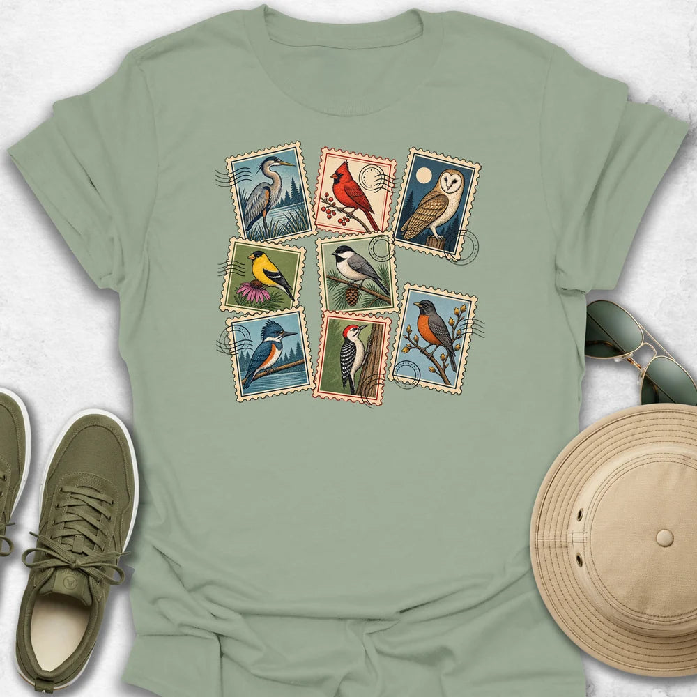 Bird Stamp Collage T-Shirt