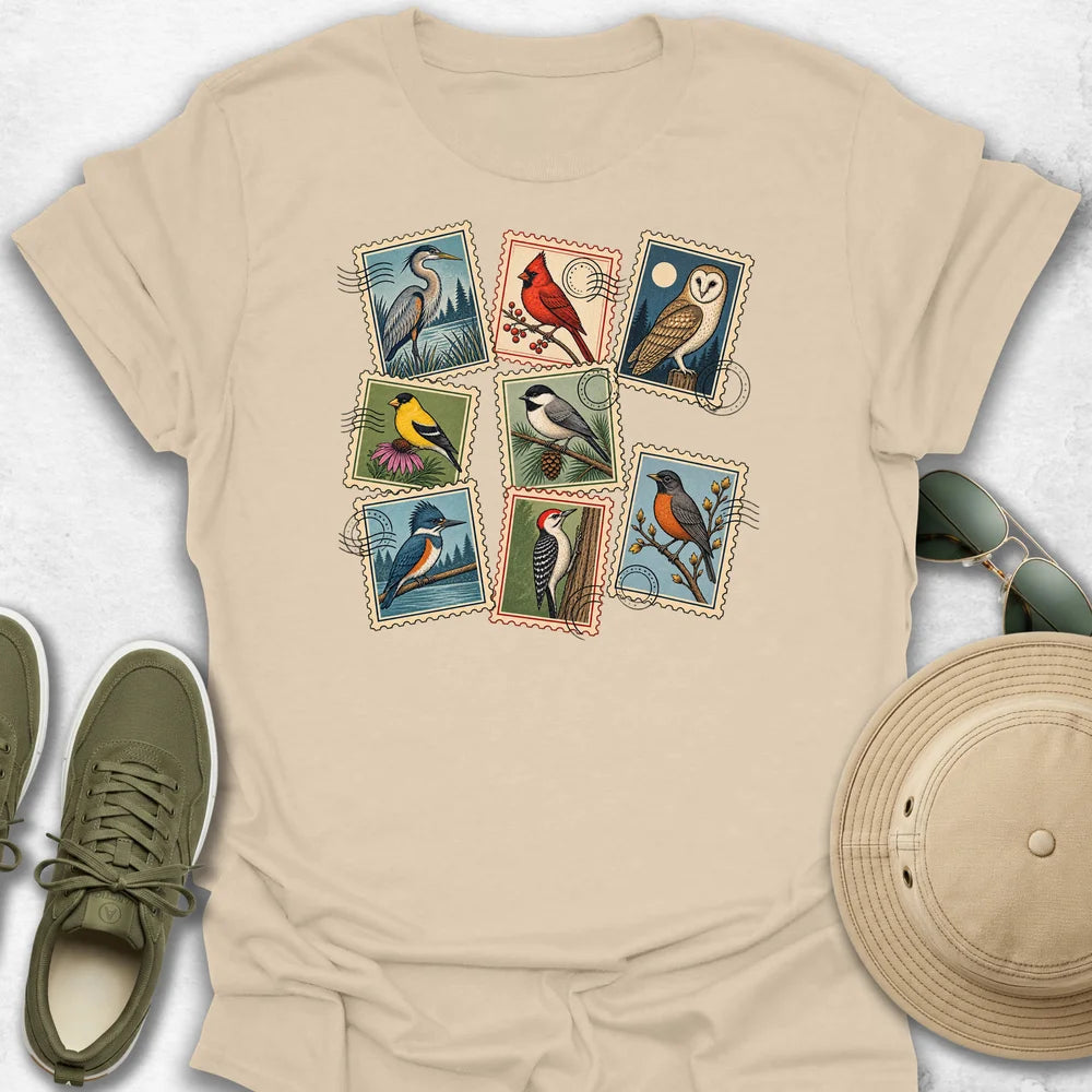 Bird Stamp Collage T-Shirt