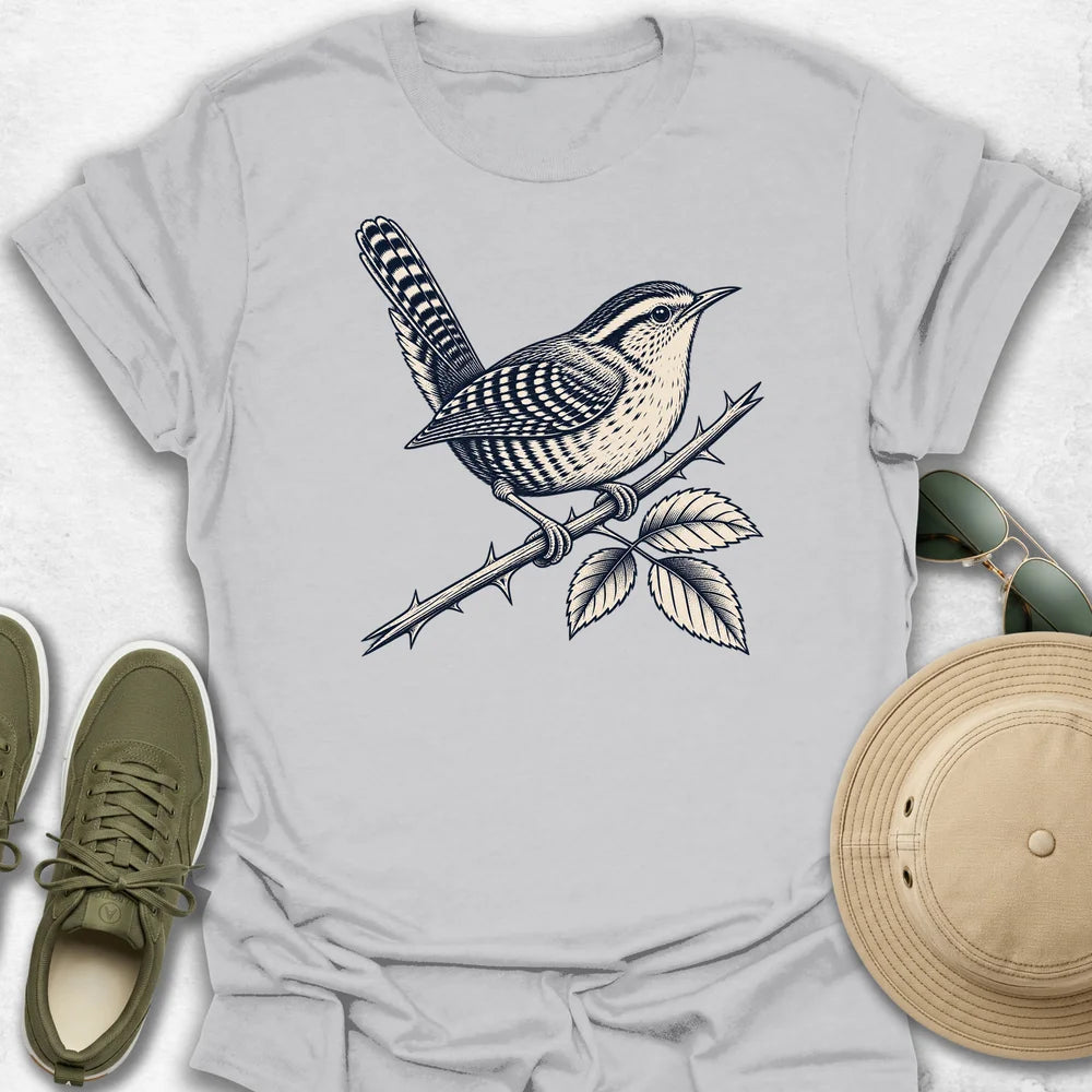 Wren on a Rose Bush T-Shirt
