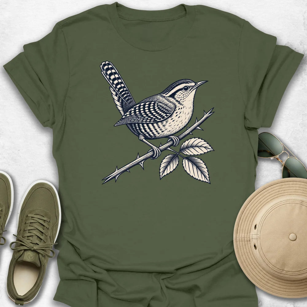 Wren on a Rose Bush T-Shirt