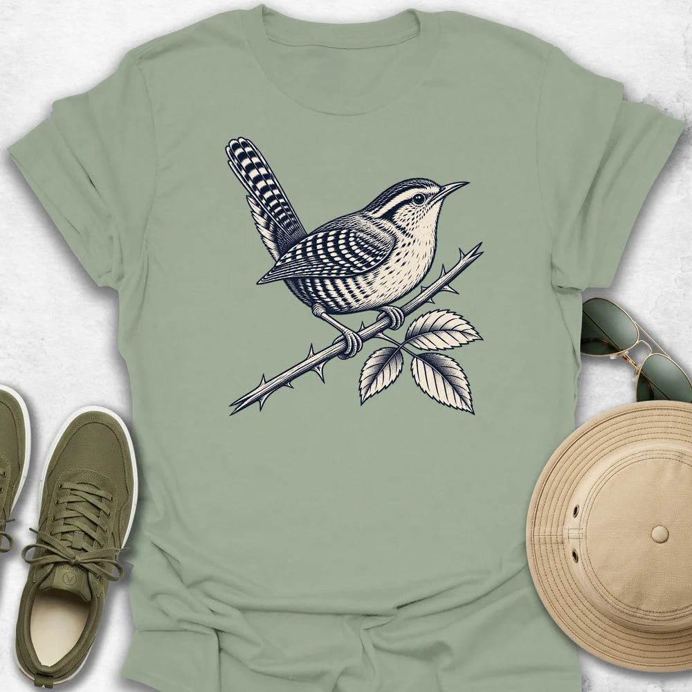 Wren on a Rose Bush T-Shirt