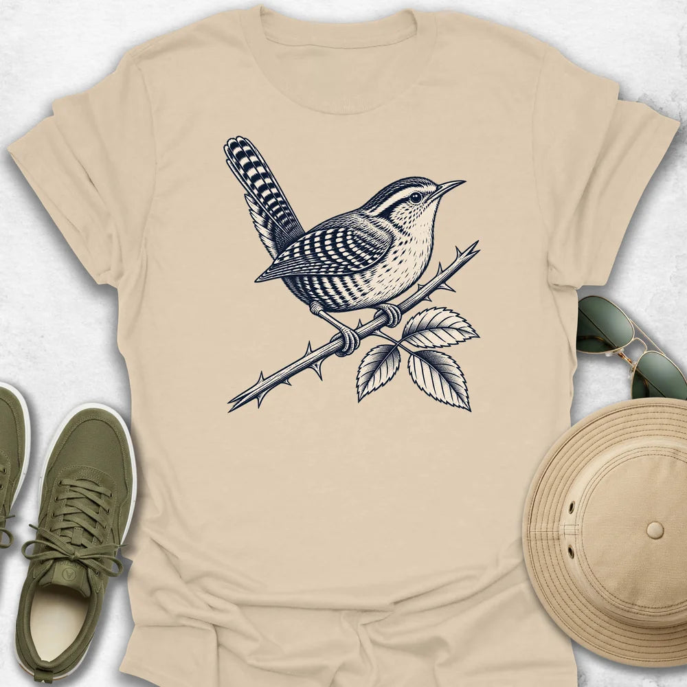 Wren on a Rose Bush T-Shirt