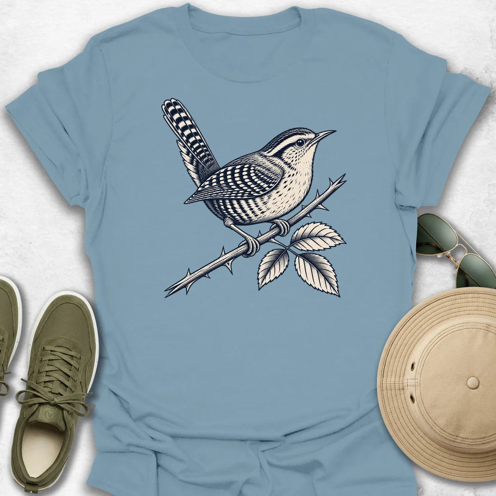Wren on a Rose Bush T-Shirt