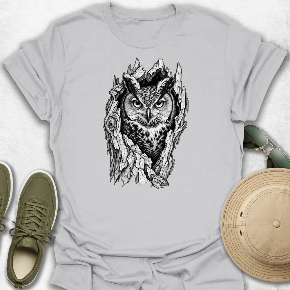 Owl in a Tree Hollow T-Shirt