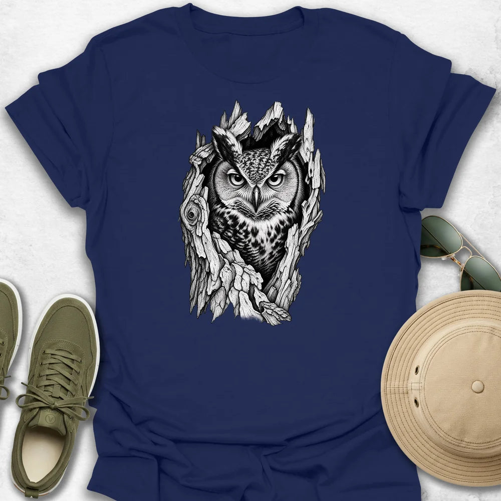 Owl in a Tree Hollow T-Shirt