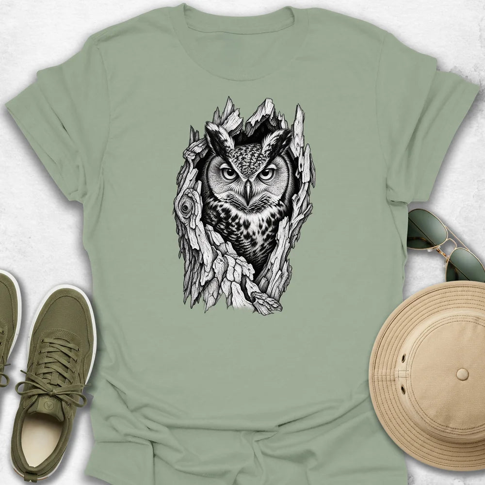 Owl in a Tree Hollow T-Shirt