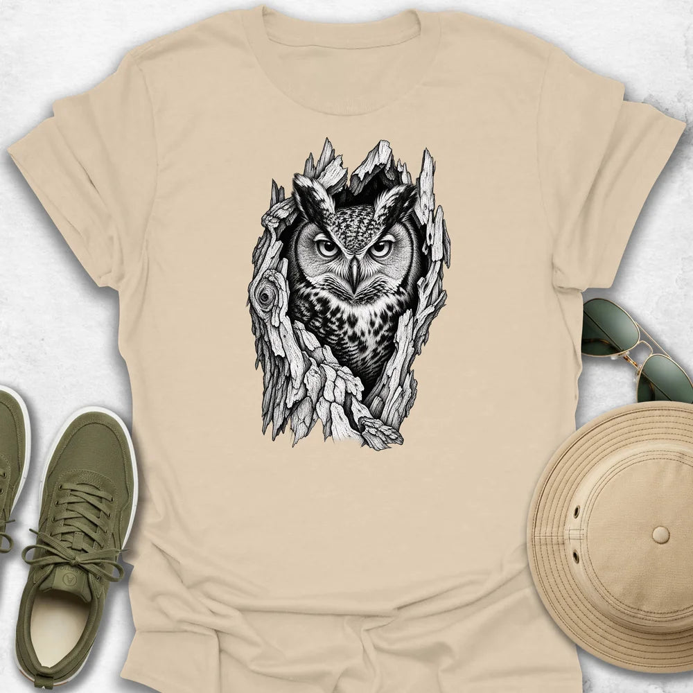 Owl in a Tree Hollow T-Shirt