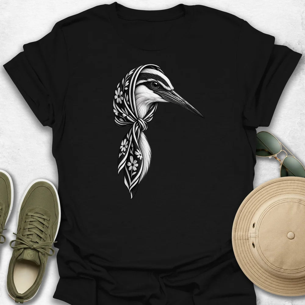 Heron in Striped Headscarf T-Shirt