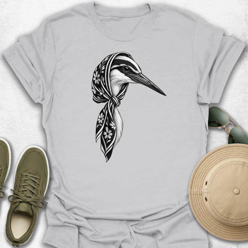 Heron in Striped Headscarf T-Shirt