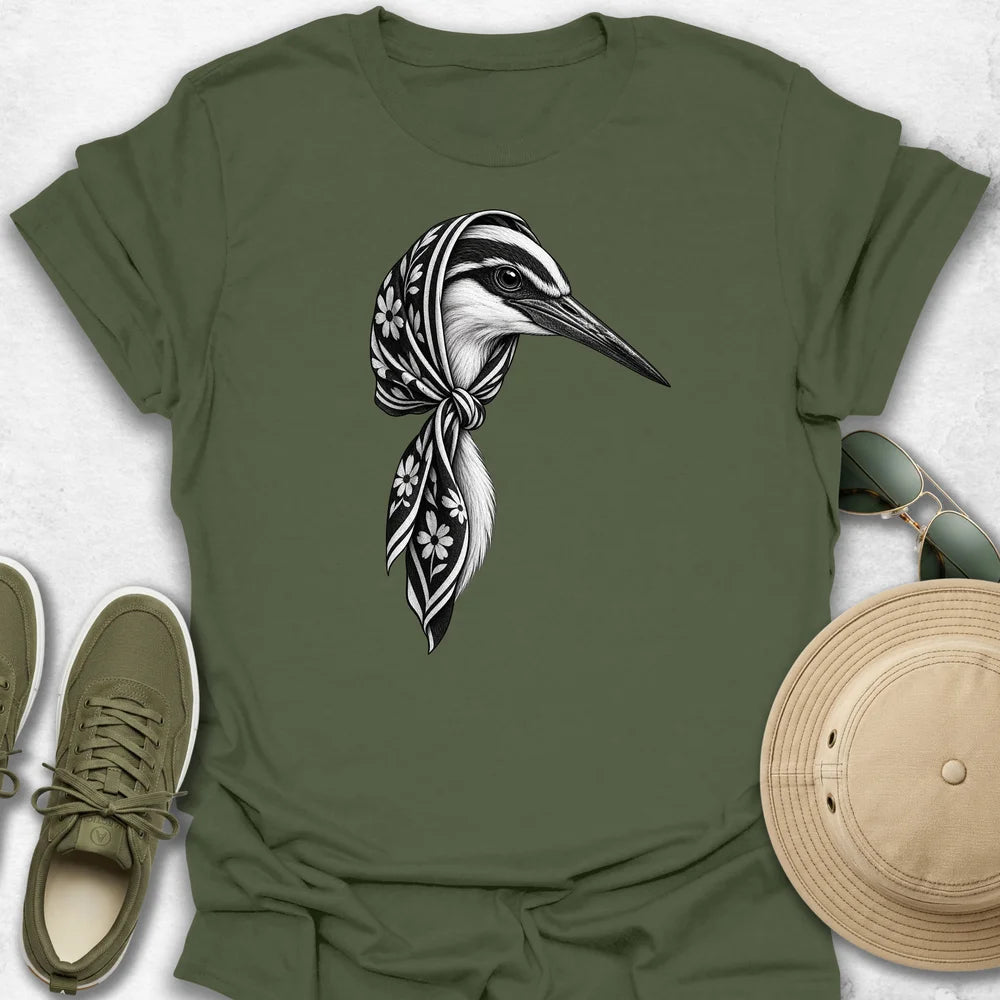 Heron in Striped Headscarf T-Shirt