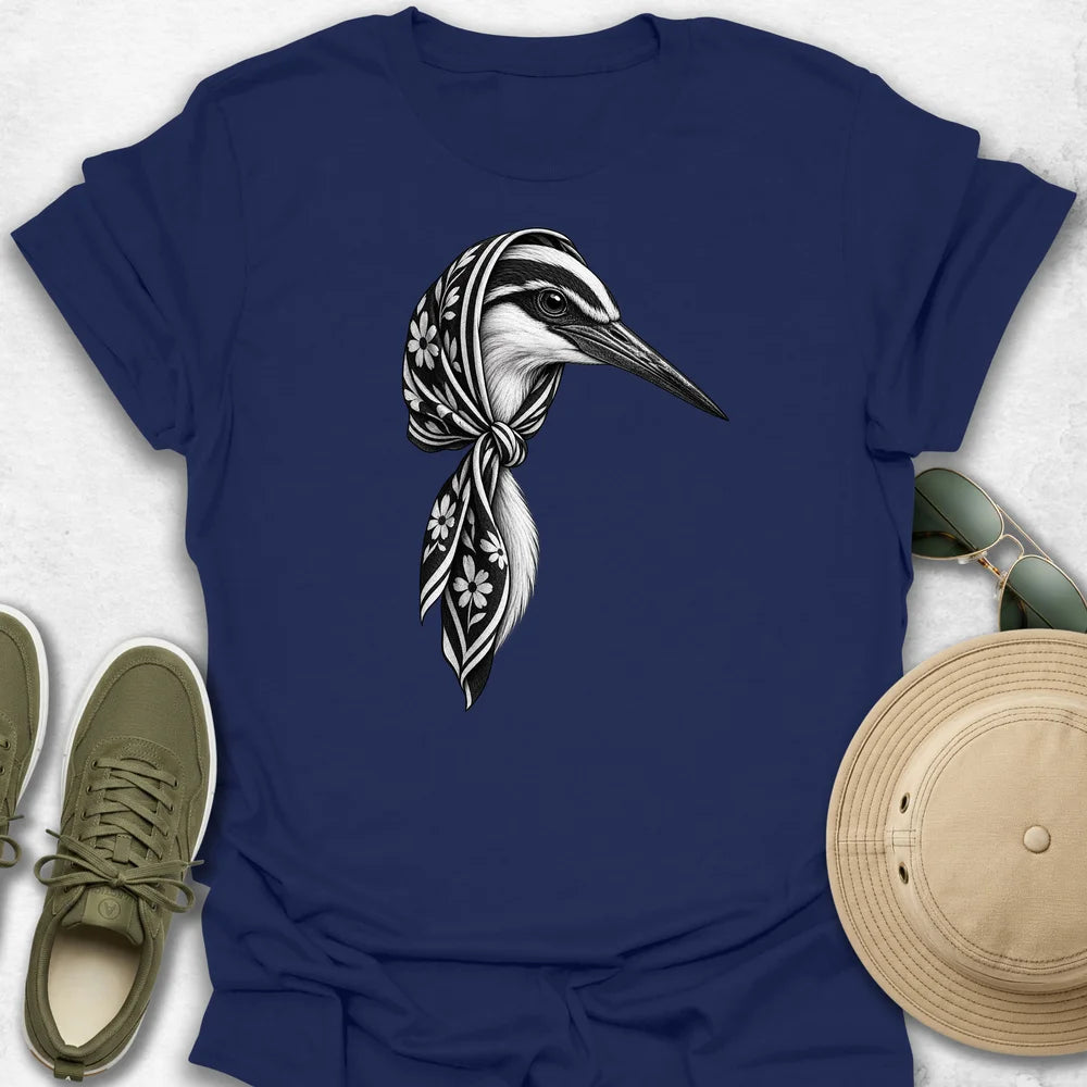 Heron in Striped Headscarf T-Shirt