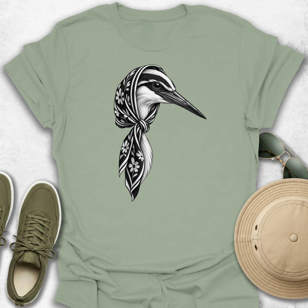 Heron in Striped Headscarf T-Shirt