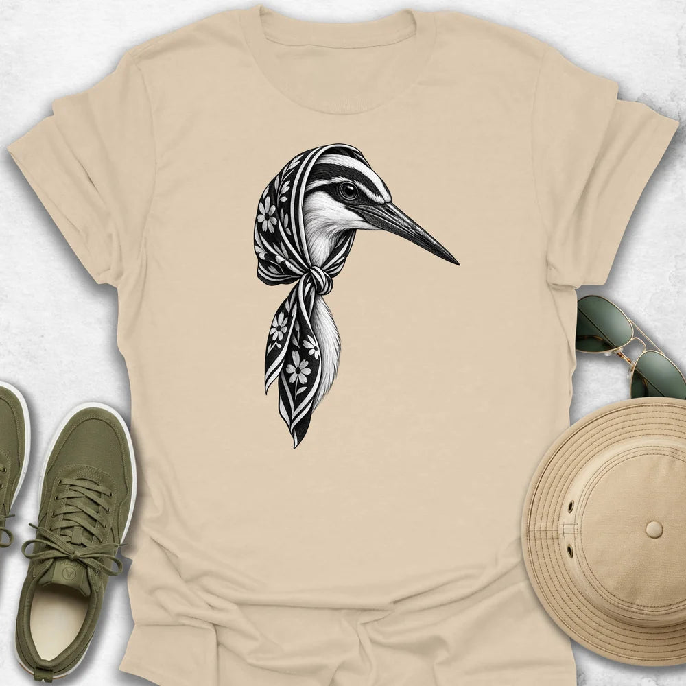 Heron in Striped Headscarf T-Shirt