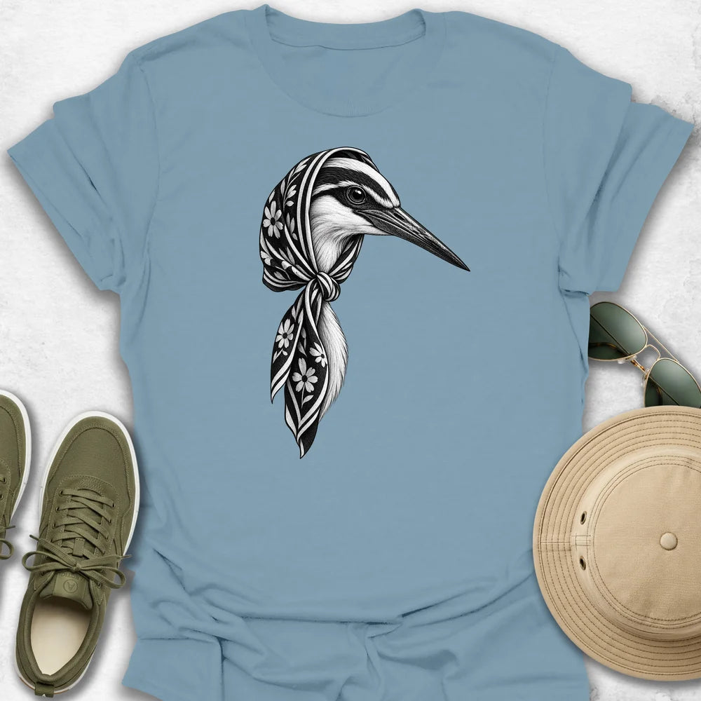 Heron in Striped Headscarf T-Shirt