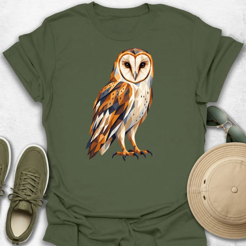 Barn Owl Vibrant Low-Poly T-Shirt