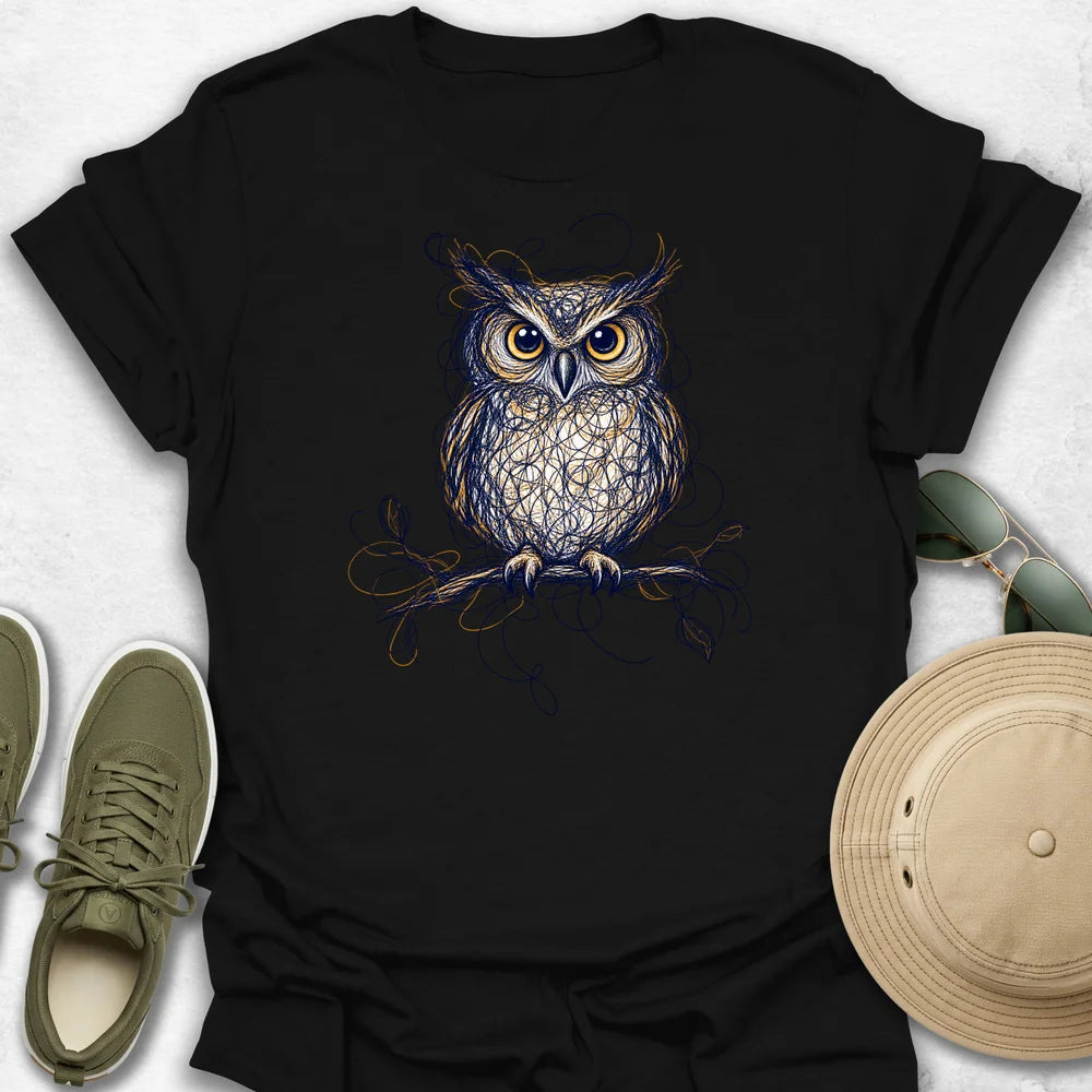 Scribble Owl on a Twisted Branch T-Shirt