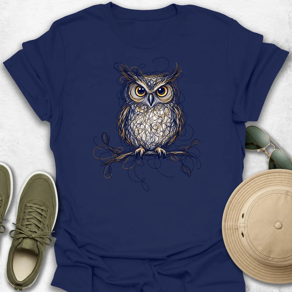 Scribble Owl on a Twisted Branch T-Shirt