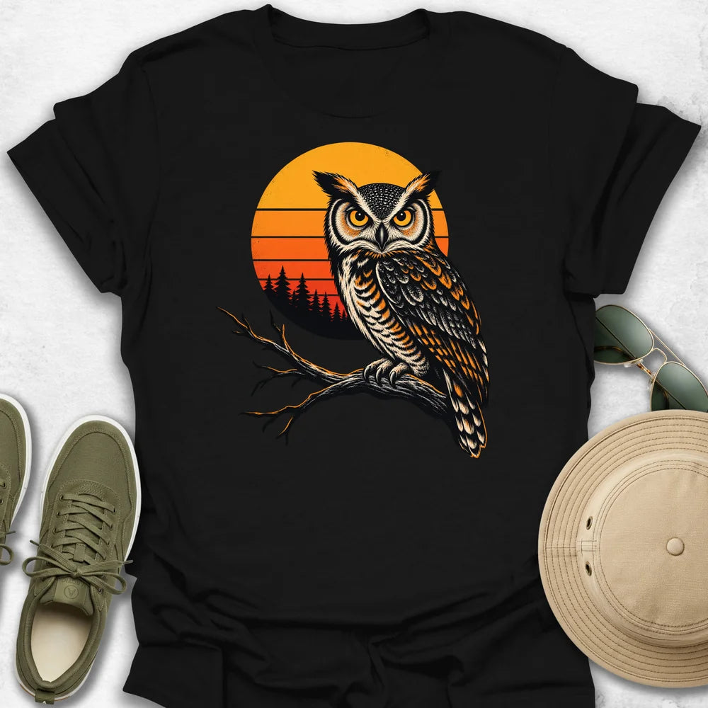 Horned Owl Over Sunset Pines T-Shirt