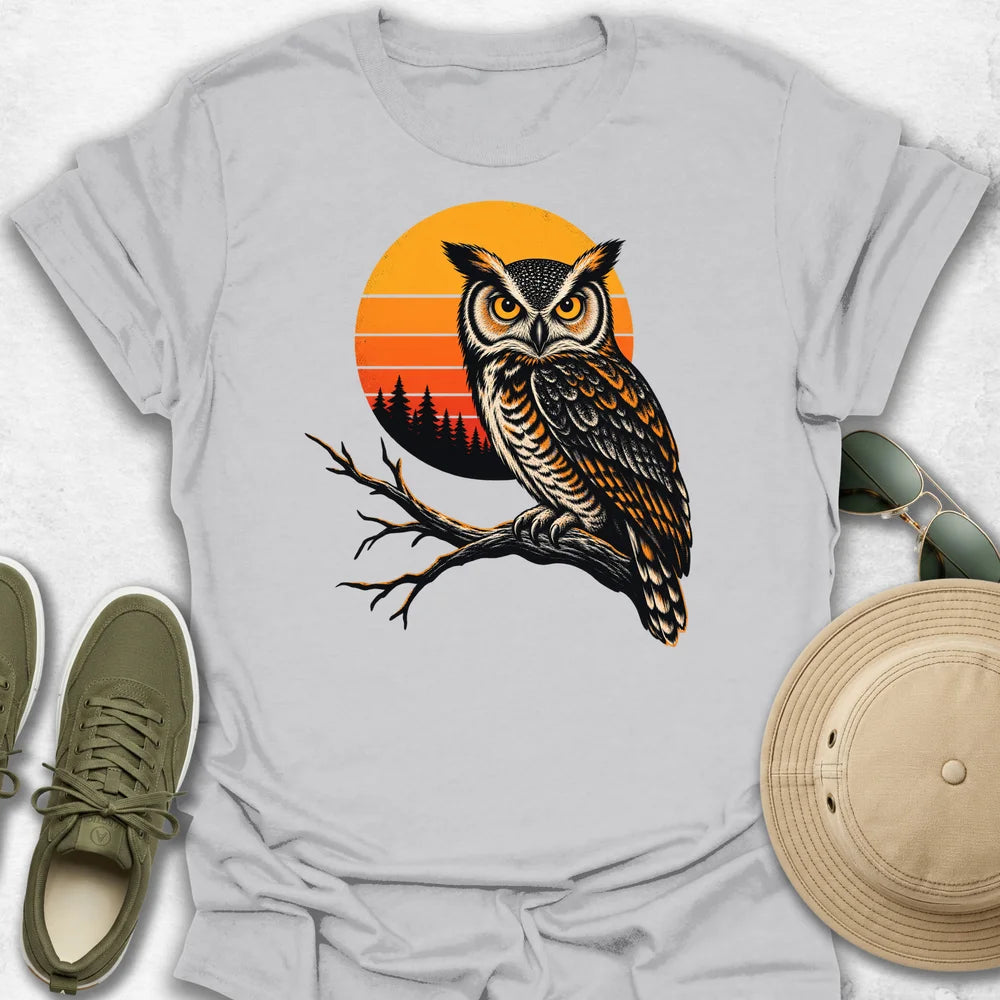 Horned Owl Over Sunset Pines T-Shirt