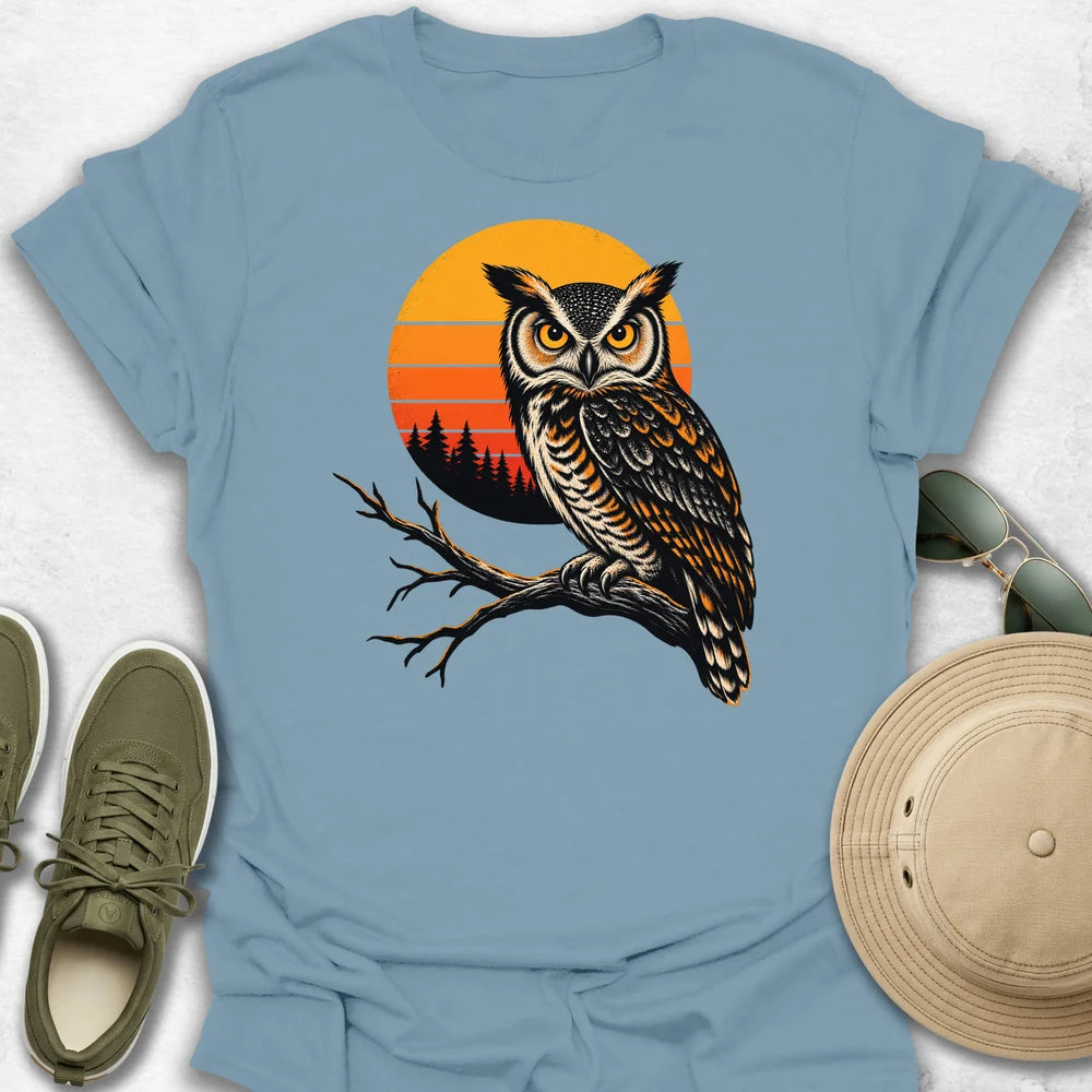 Horned Owl Over Sunset Pines T-Shirt