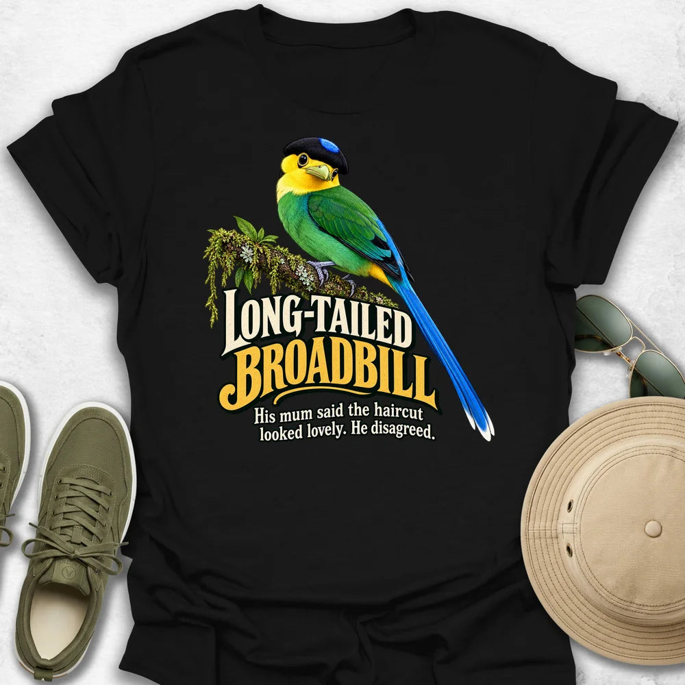 Long-Tailed Broadbill Haircut T-Shirt