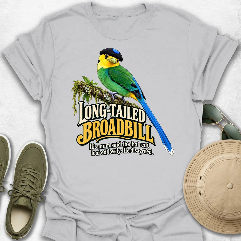 Long-Tailed Broadbill Haircut T-Shirt