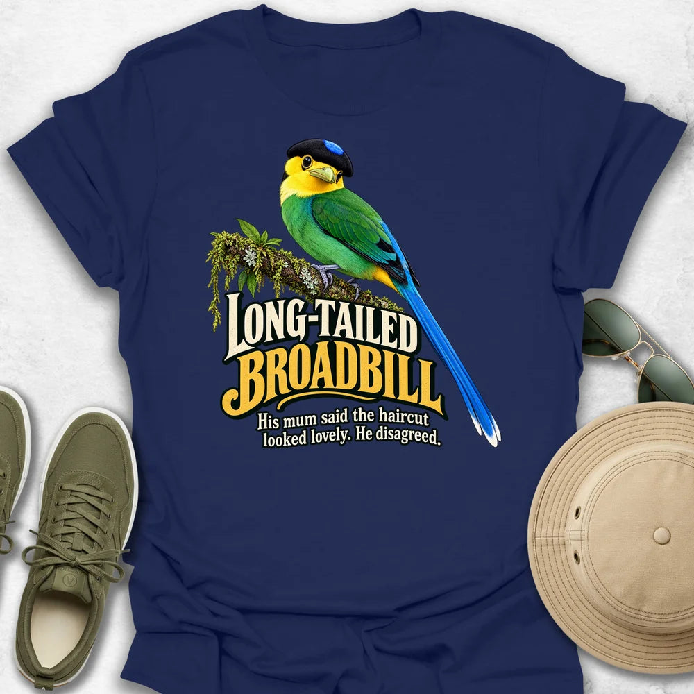 Long-Tailed Broadbill Haircut T-Shirt