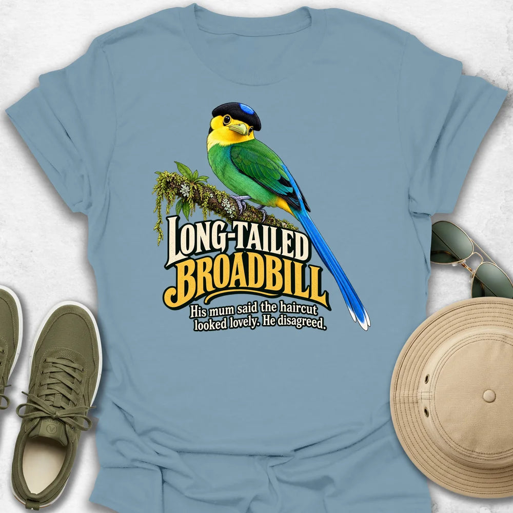 Long-Tailed Broadbill Haircut T-Shirt