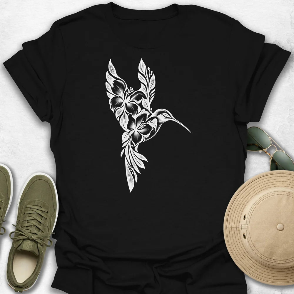 Hummingbird Flower in Flight T-Shirt