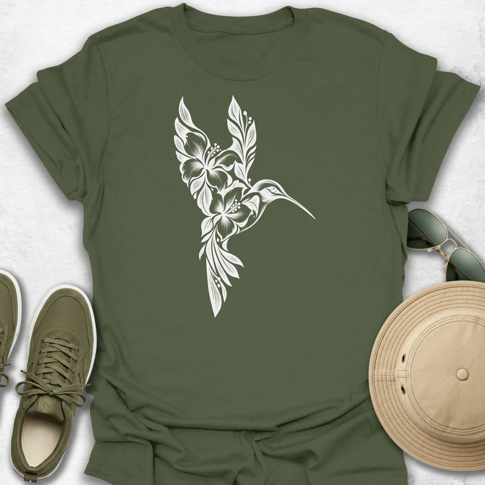 Hummingbird Flower in Flight T-Shirt
