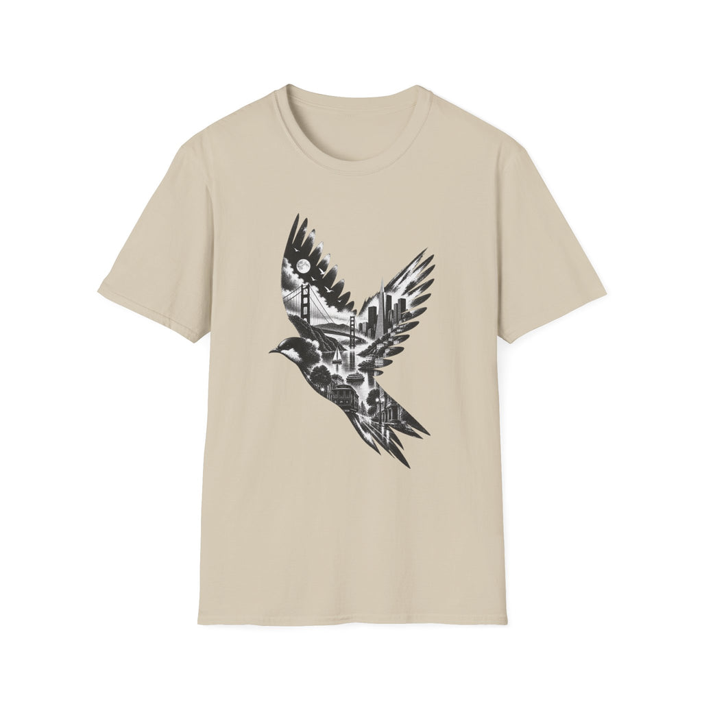 San Francisco Cityscape Bird in Flight T-Shirt