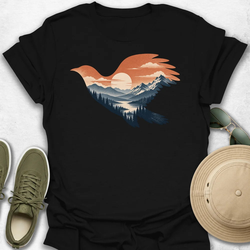 Bird Over Sunrise Valley T-Shirt