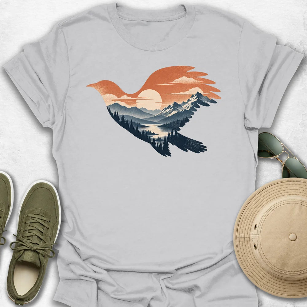 Bird Over Sunrise Valley T-Shirt