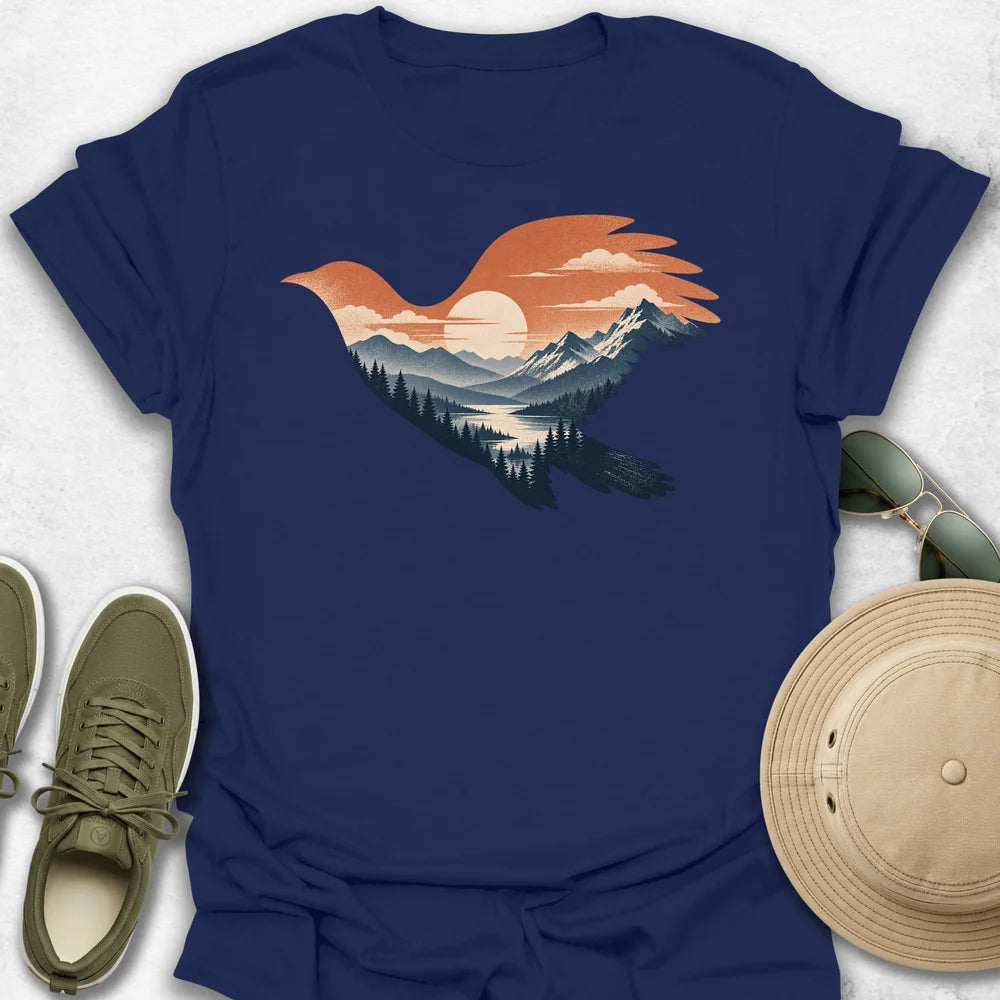 Bird Over Sunrise Valley T-Shirt