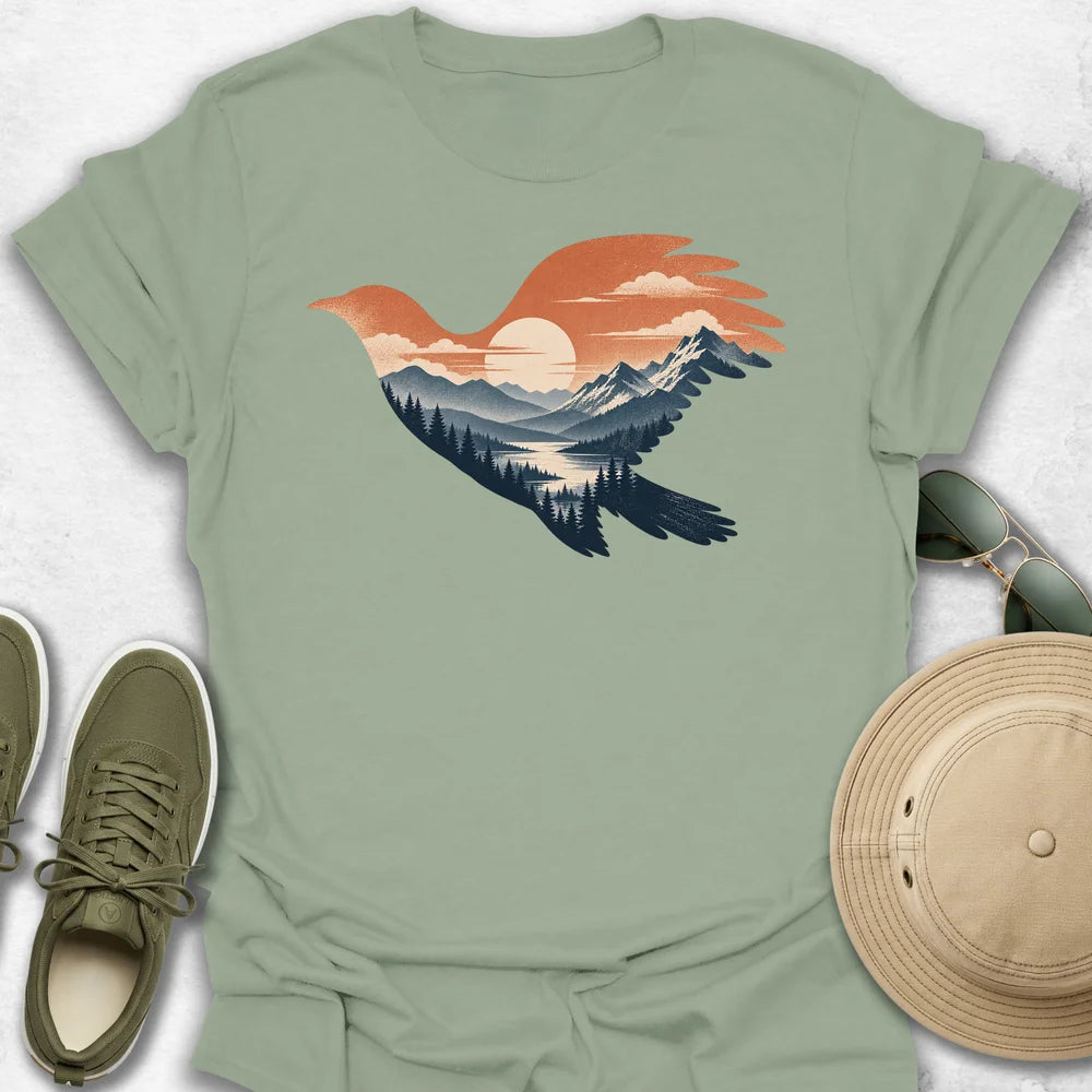 Bird Over Sunrise Valley T-Shirt