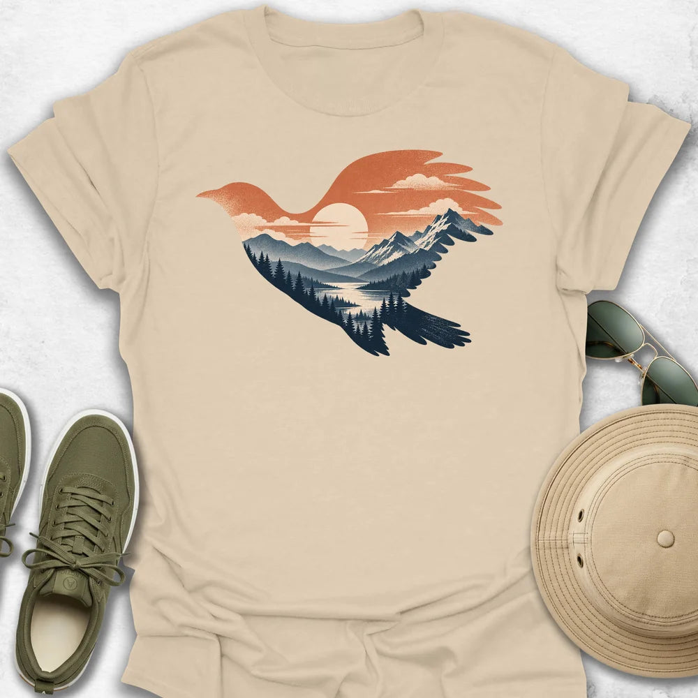 Bird Over Sunrise Valley T-Shirt