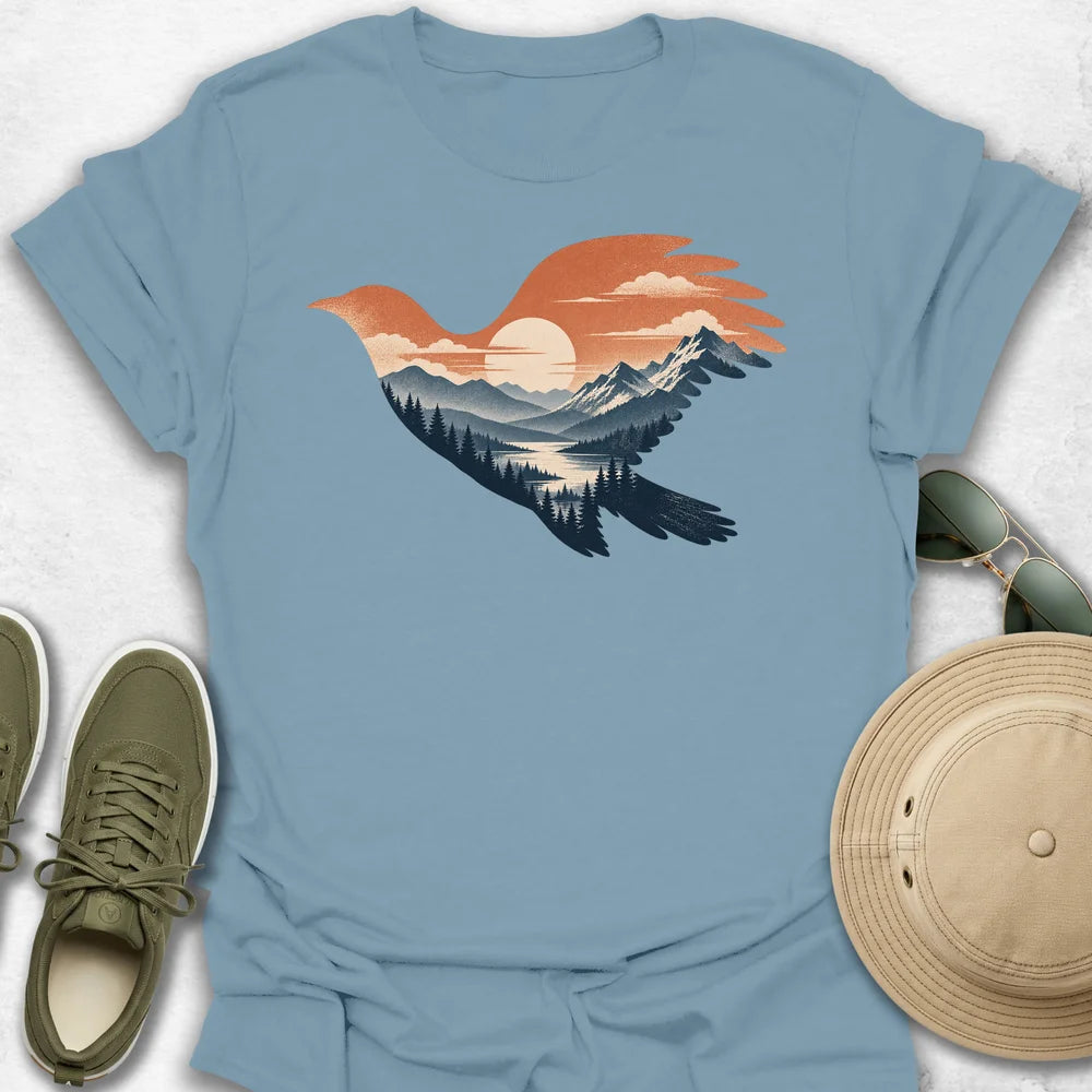 Bird Over Sunrise Valley T-Shirt