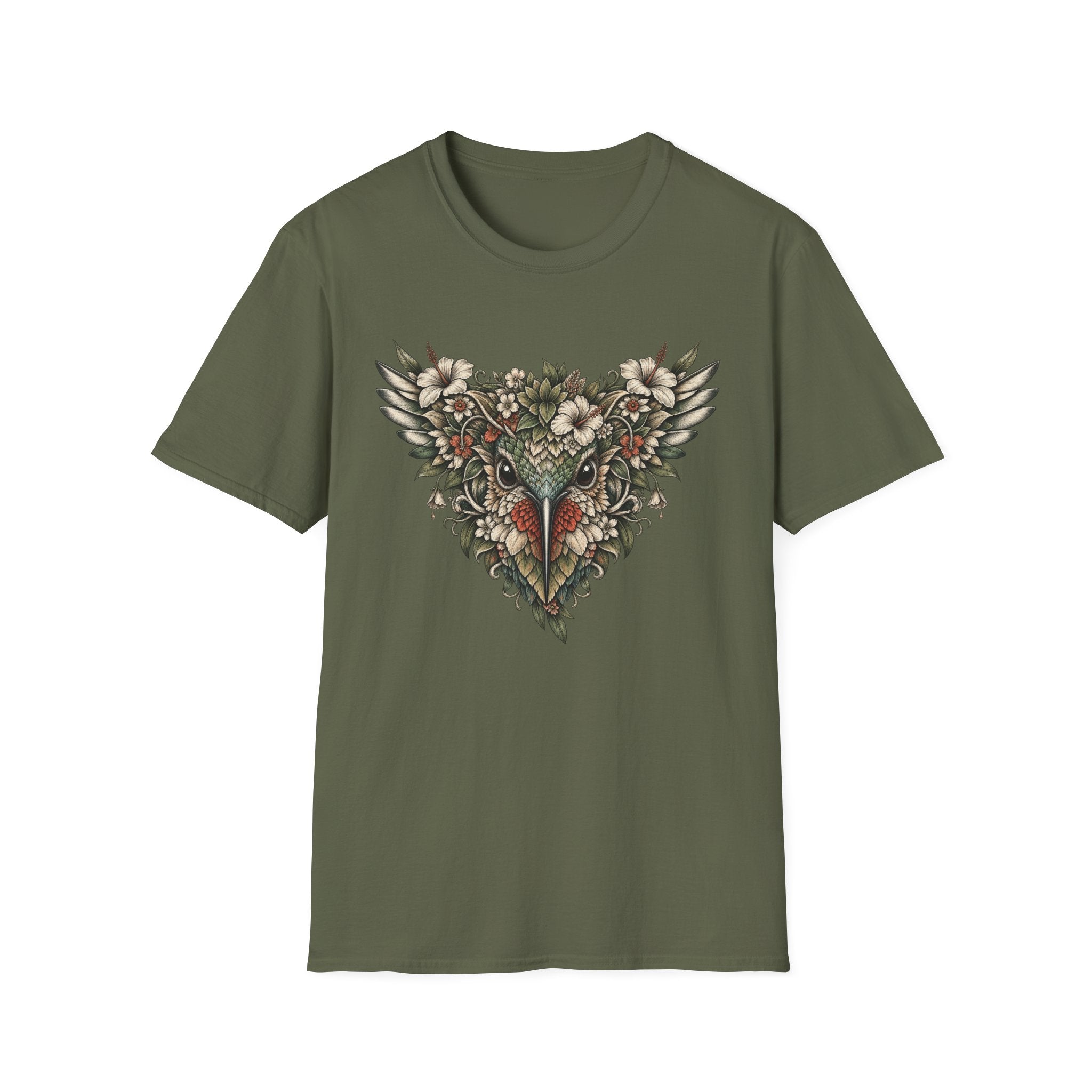 Botanical Hummingbird Floral Mask T-Shirt