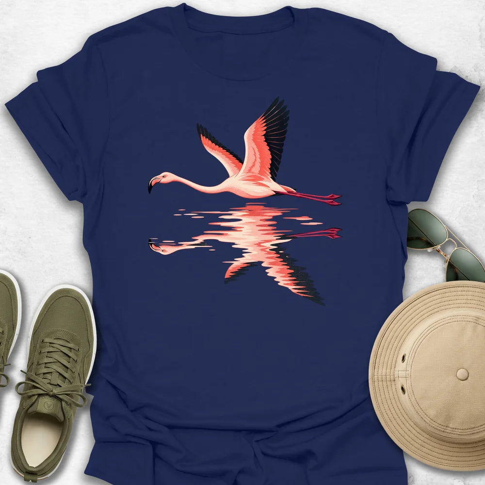 Flamingo in Flight and Reflection T-Shirt
