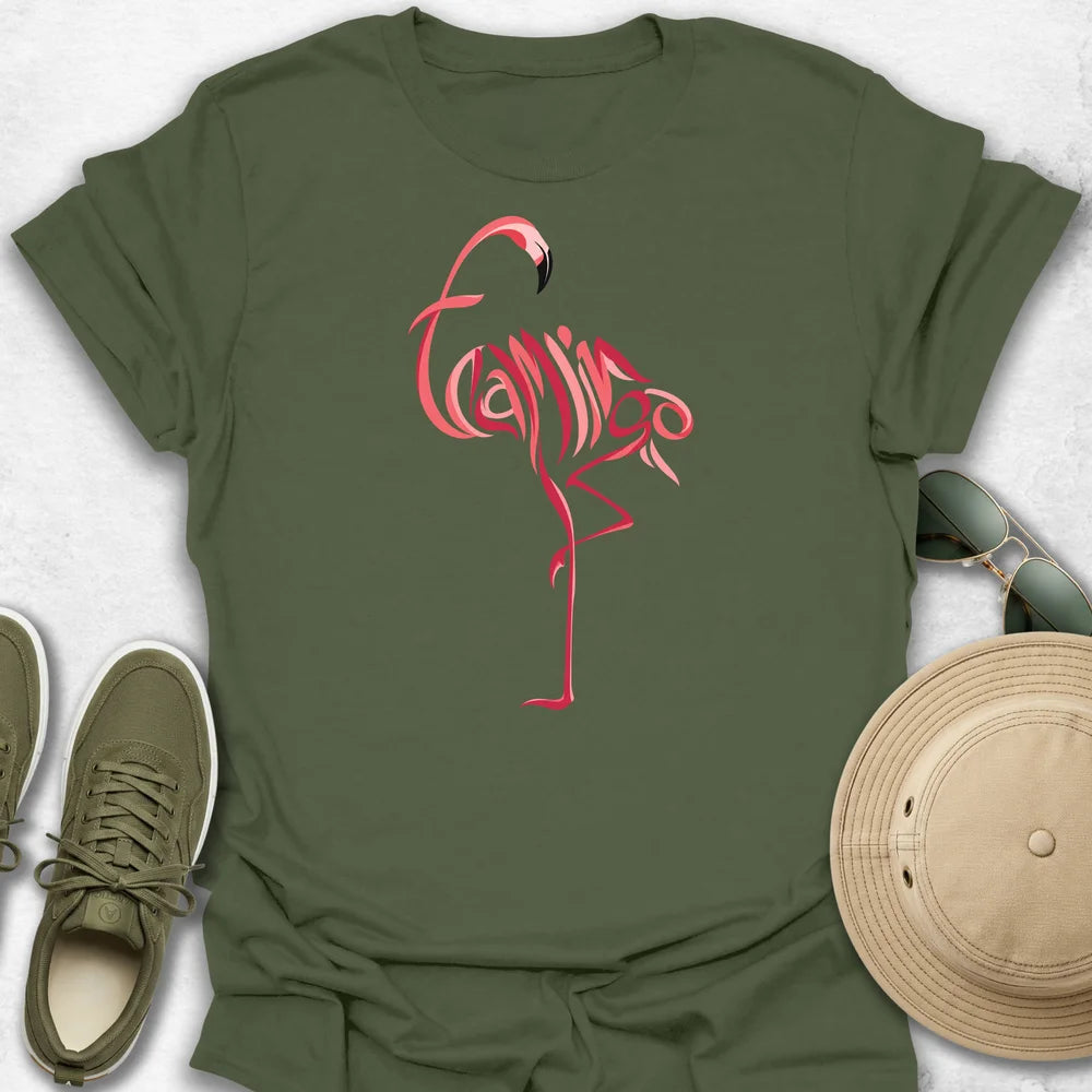 Calligraphic Flamingo T-Shirt