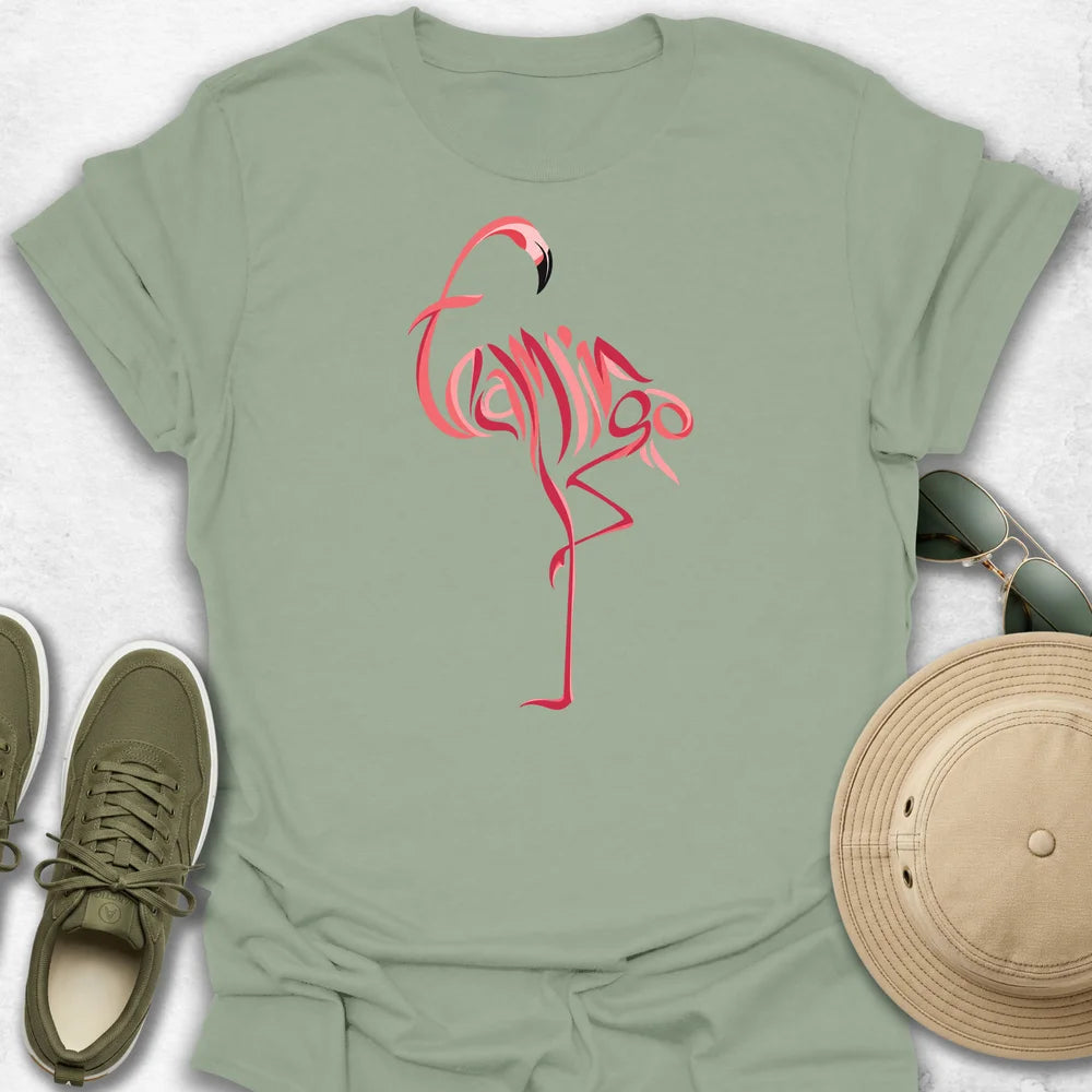 Calligraphic Flamingo T-Shirt