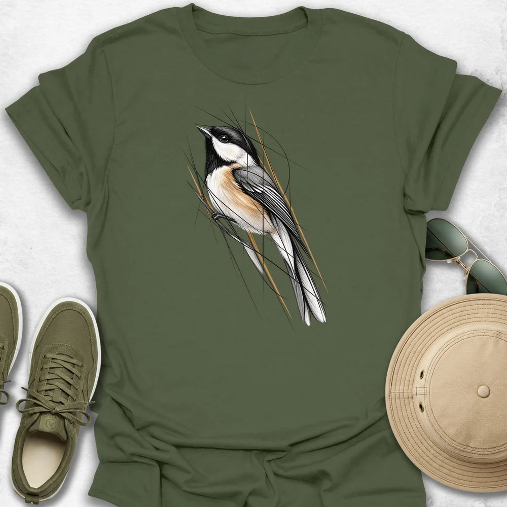 Geometric Sketch Chickadee T-Shirt